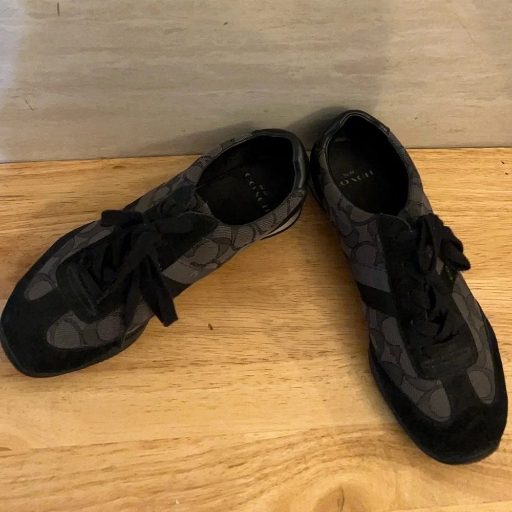 Coach Kelson Signature canvas and suede sneakers in a black and grey colorway